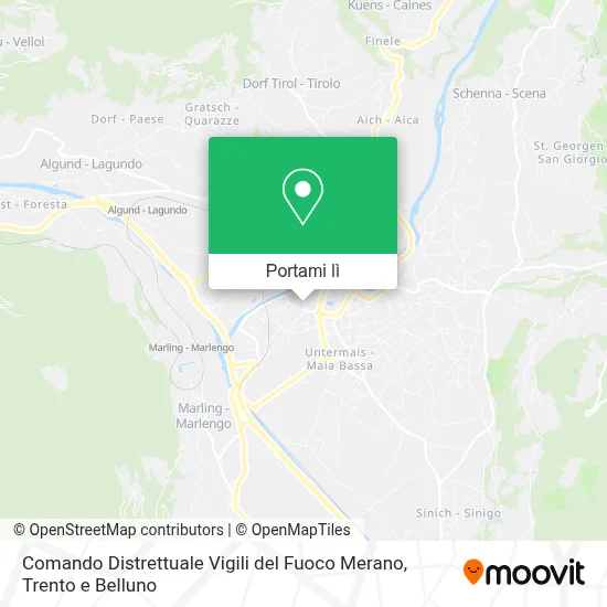 Mappa Comando Distrettuale Vigili del Fuoco Merano