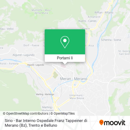 Mappa Sirio - Bar Interno Ospedale Franz Tappeiner di Merano (Bz)