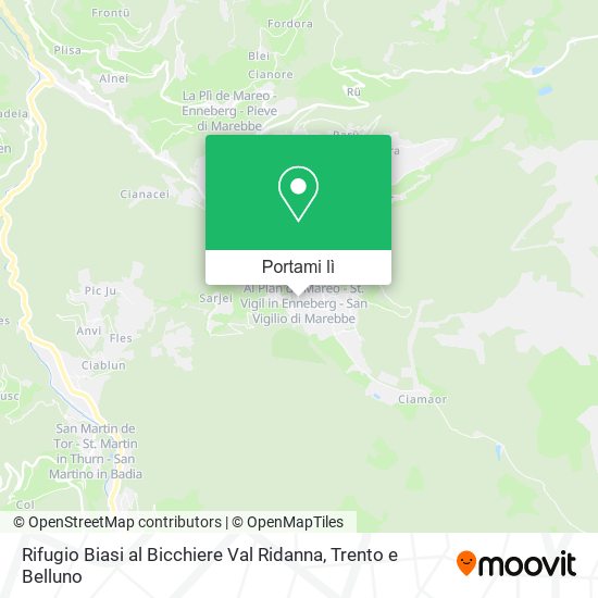 Mappa Rifugio Biasi al Bicchiere Val Ridanna