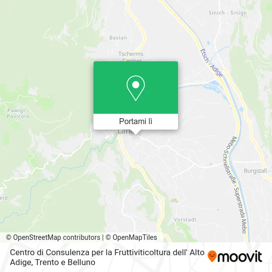 Mappa Centro di Consulenza per la Fruttiviticoltura dell' Alto Adige