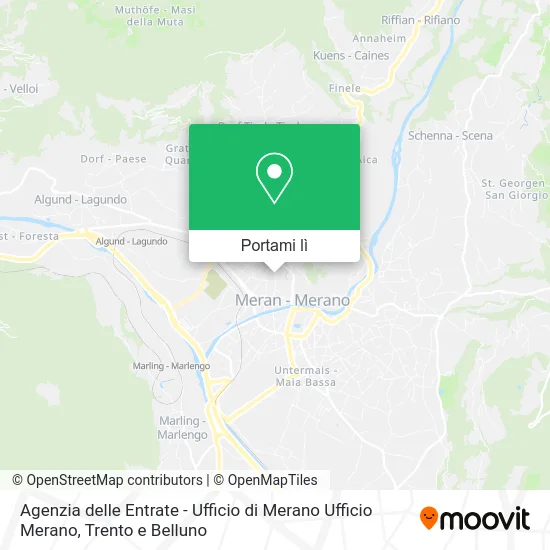 Mappa Agenzia delle Entrate - Ufficio di Merano Ufficio Merano