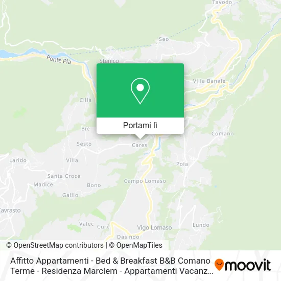 Mappa Affitto Appartamenti - Bed & Breakfast B&B Comano Terme - Residenza Marclem - Appartamenti Vacanze