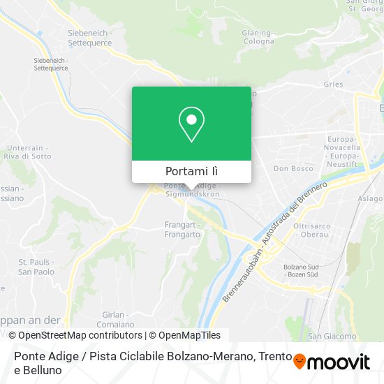 Mappa Ponte Adige / Pista Ciclabile Bolzano-Merano