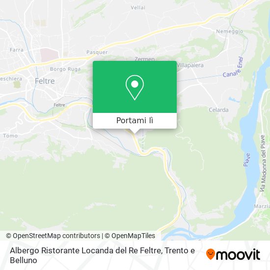 Mappa Albergo Ristorante Locanda del Re Feltre