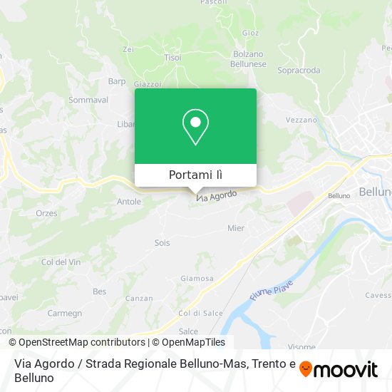 Mappa Via Agordo / Strada Regionale Belluno-Mas
