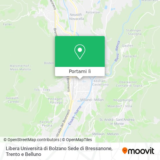 Mappa Libera Università di Bolzano Sede di Bressanone