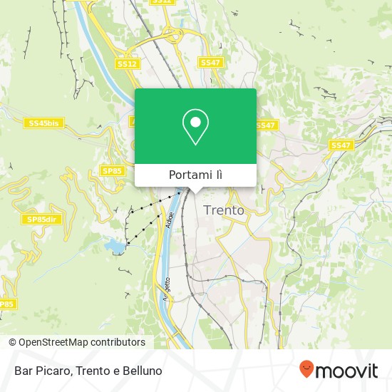 Mappa Bar Picaro, Via San Giovanni, 36 38122 Trento