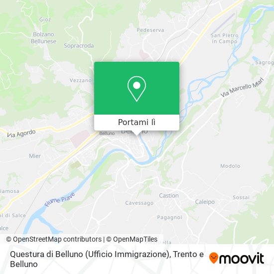 Mappa Questura di Belluno (Ufficio Immigrazione)
