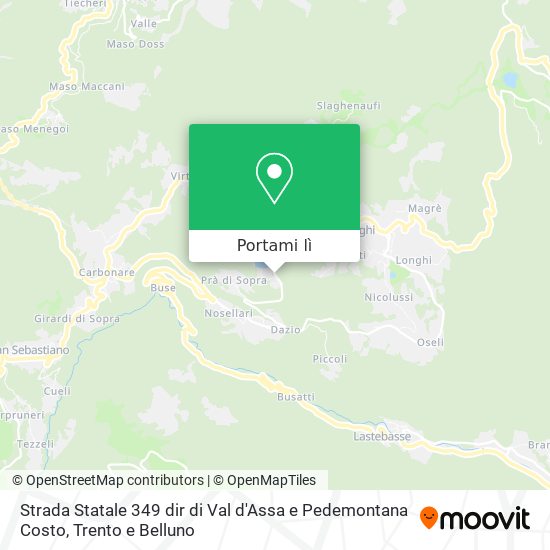 Mappa Strada Statale 349 dir di Val d'Assa e Pedemontana Costo