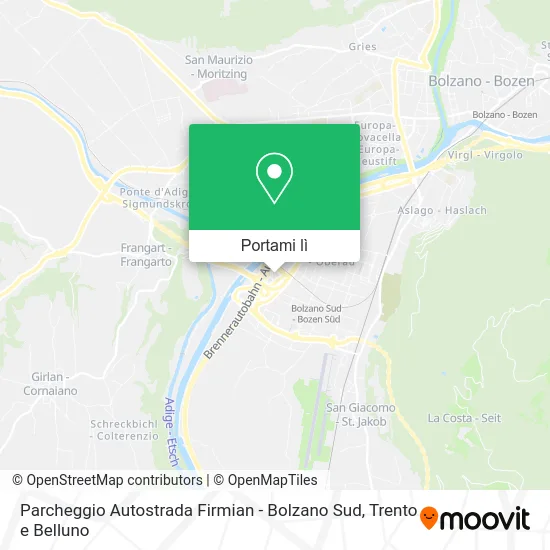 Mappa Parcheggio Autostrada Firmian - Bolzano Sud