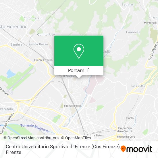 Mappa Centro Universitario Sportivo di Firenze (Cus Firenze)