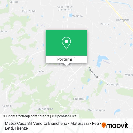 Mappa Matex Casa Srl Vendita Biancheria - Materassi - Reti - Letti
