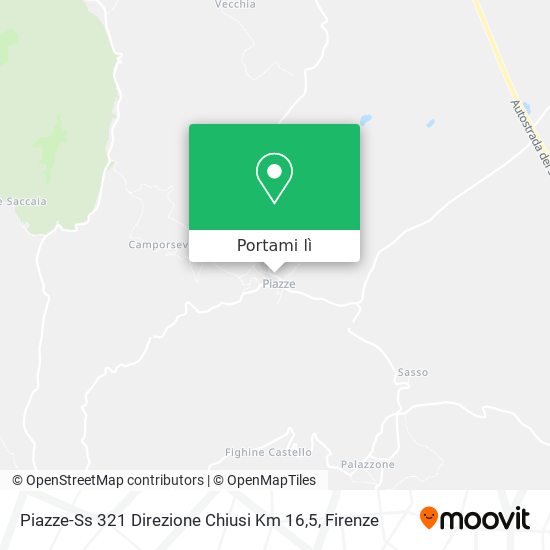 Mappa Piazze-Ss 321 Direzione Chiusi Km 16,5