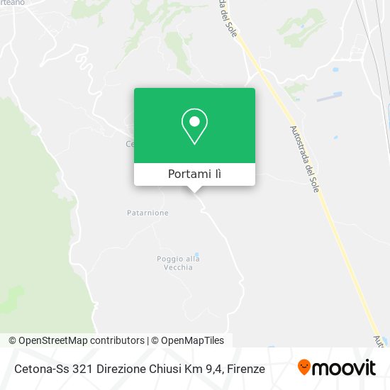 Mappa Cetona-Ss 321 Direzione Chiusi Km 9,4