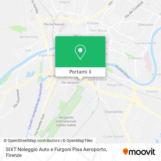 Mappa SIXT Noleggio Auto e Furgoni Pisa Aeroporto