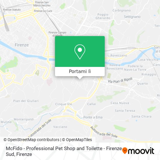 Mappa McFido - Professional Pet Shop and Toilette - Firenze Sud