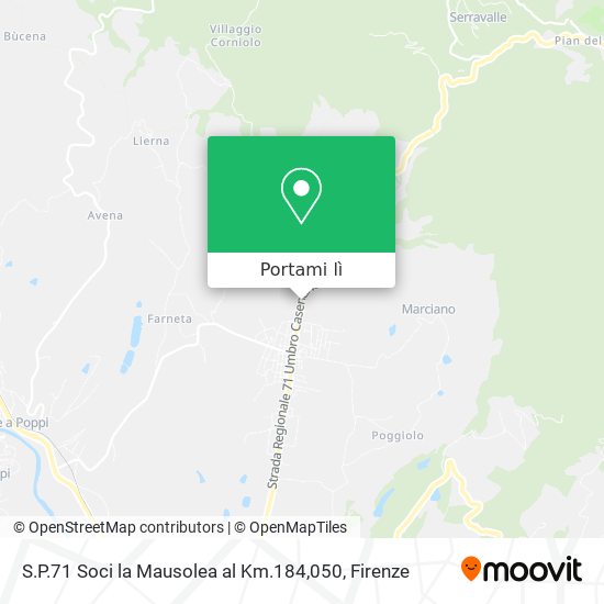 Mappa S.P.71 Soci la Mausolea al Km.184,050