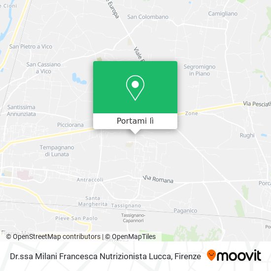 Mappa Dr.ssa Milani Francesca Nutrizionista Lucca