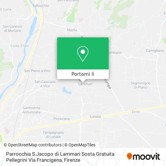 Mappa Parrocchia S.Jacopo di Lammari Sosta Gratuita Pellegrini Via Francigena