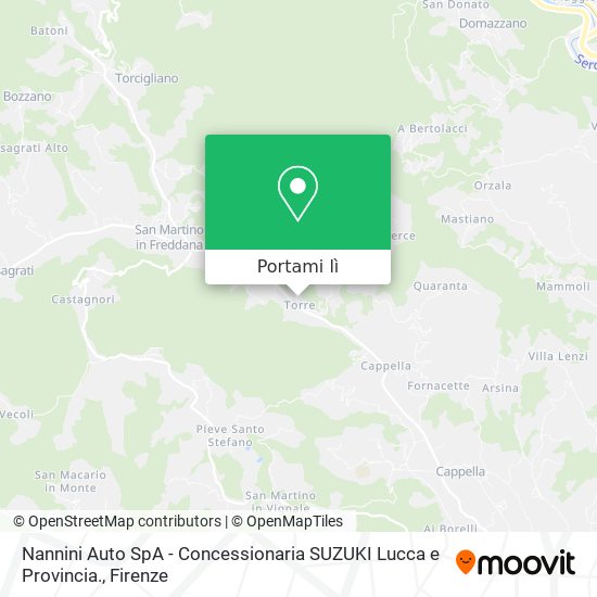 Mappa Nannini Auto SpA - Concessionaria SUZUKI Lucca e Provincia.