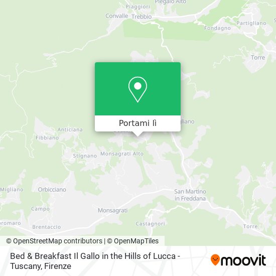 Mappa Bed & Breakfast Il Gallo in the Hills of Lucca - Tuscany