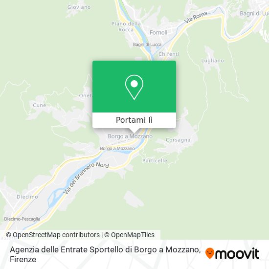 Mappa Agenzia delle Entrate Sportello di Borgo a Mozzano