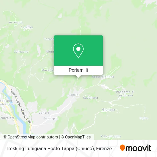Mappa Trekking Lunigiana Posto Tappa (Chiuso)