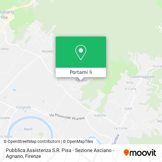 Mappa Pubblica Assistenza S.R. Pisa - Sezione Asciano - Agnano