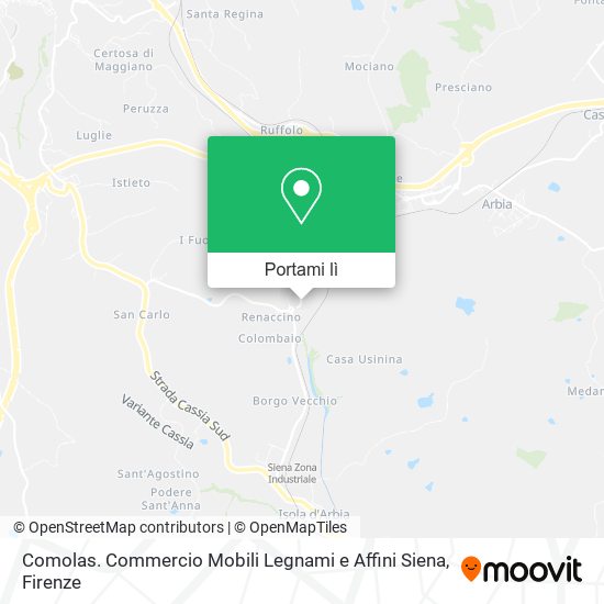 Mappa Comolas. Commercio Mobili Legnami e Affini Siena