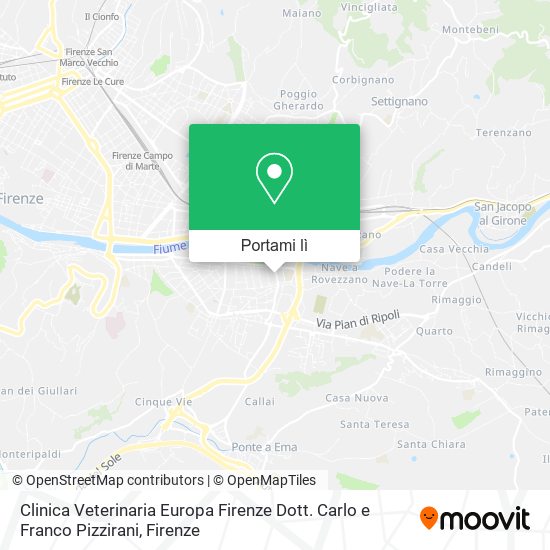 Mappa Clinica Veterinaria Europa Firenze Dott. Carlo e Franco Pizzirani