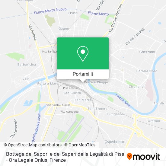 Mappa Bottega dei Sapori e dei Saperi della Legalità di Pisa - Ora Legale Onlus