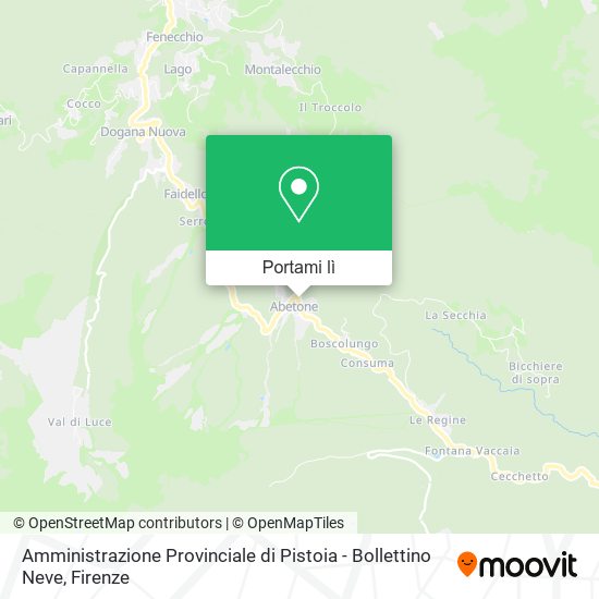Mappa Amministrazione Provinciale di Pistoia - Bollettino Neve
