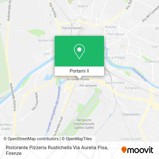 Mappa Ristorante Pizzeria Rustichella Via Aurelia Pisa