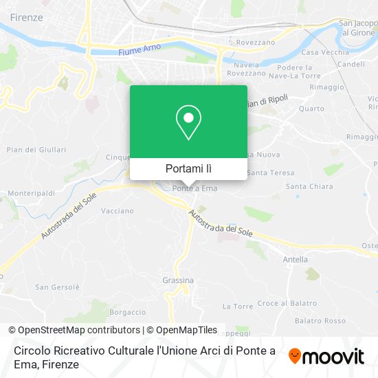Mappa Circolo Ricreativo Culturale l'Unione Arci di Ponte a Ema