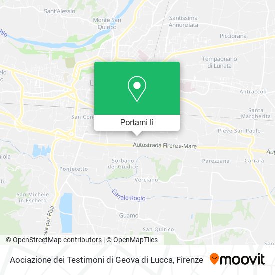 Mappa Aociazione dei Testimoni di Geova di Lucca