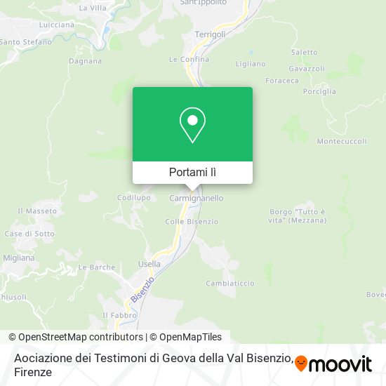 Mappa Aociazione dei Testimoni di Geova della Val Bisenzio