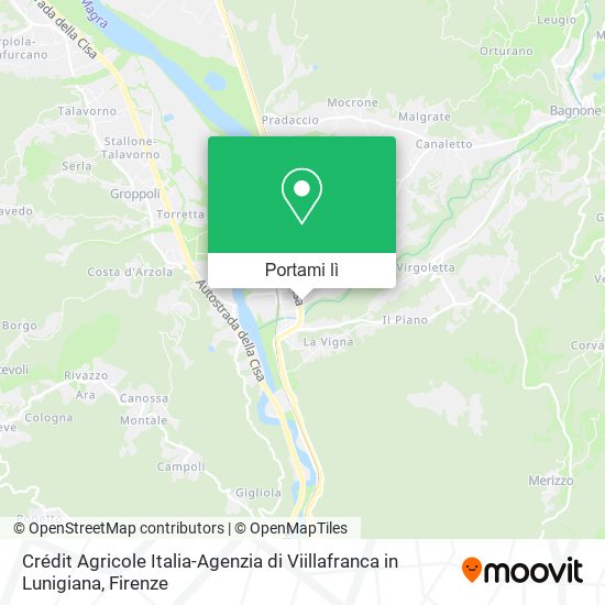 Mappa Crédit Agricole Italia-Agenzia di Viillafranca in Lunigiana