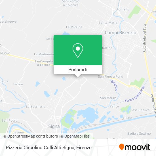 Mappa Pizzeria Circolino Colli Alti Signa