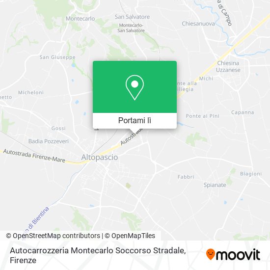 Mappa Autocarrozzeria Montecarlo Soccorso Stradale