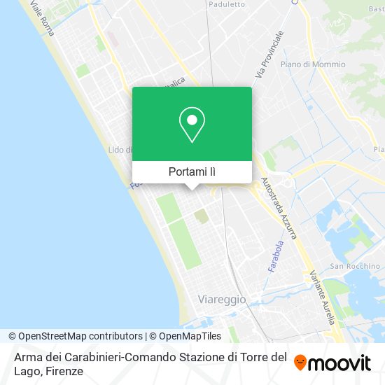 Mappa Arma dei Carabinieri-Comando Stazione di Torre del Lago
