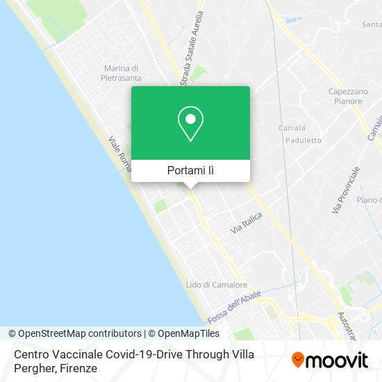 Mappa Centro Vaccinale Covid-19-Drive Through Villa Pergher