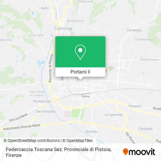 Mappa Federcaccia Toscana Sez. Provinciale di Pistoia