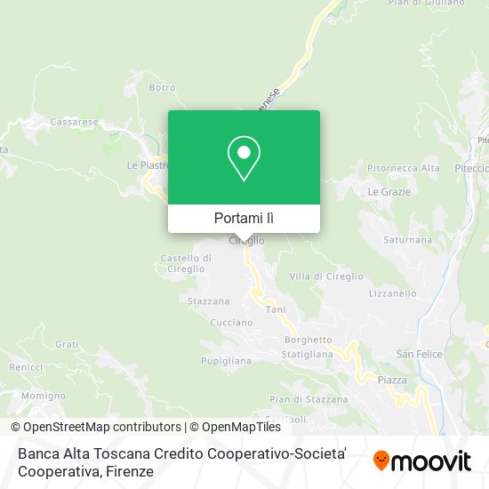 Mappa Banca Alta Toscana Credito Cooperativo-Societa' Cooperativa