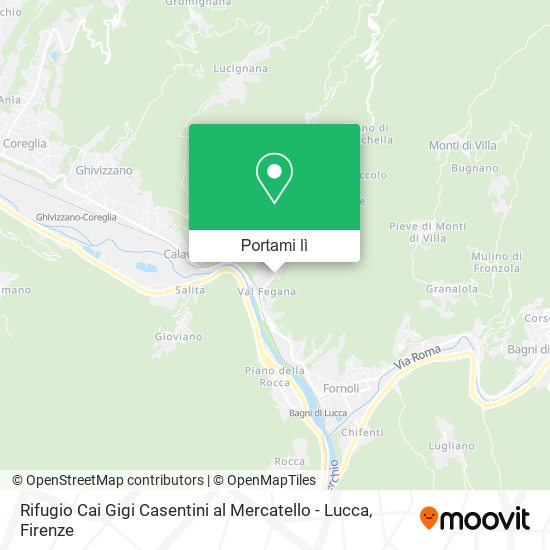 Mappa Rifugio Cai Gigi Casentini al Mercatello - Lucca
