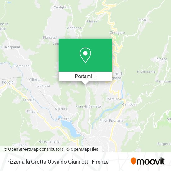 Mappa Pizzeria la Grotta Osvaldo Giannotti