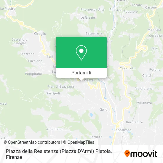 Mappa Piazza della Resistenza (Piazza D’Armi) Pistoia