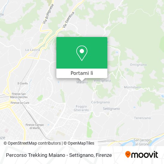 Mappa Percorso Trekking Maiano - Settignano