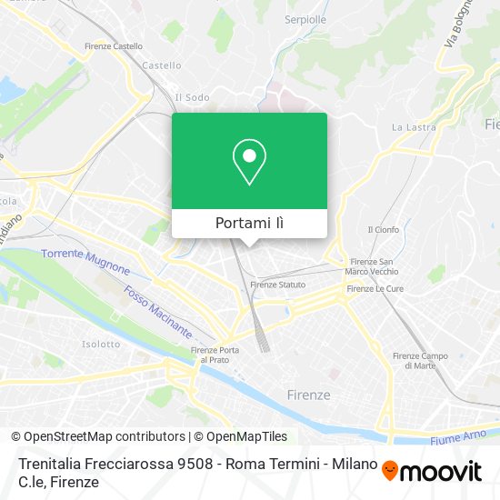 Mappa Trenitalia Frecciarossa 9508 - Roma Termini - Milano C.le