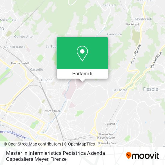 Mappa Master in Infermieristica Pediatrica Azienda Ospedaliera Meyer