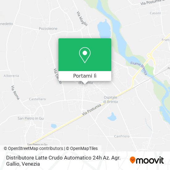 Mappa Distributore Latte Crudo Automatico 24h Az. Agr. Gallio